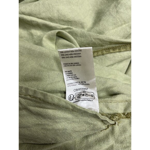 Anthropologie Pilcro Jumpsuit Linen Women Green Floral Smocked Boho Large NWT - Picture 11 of 13